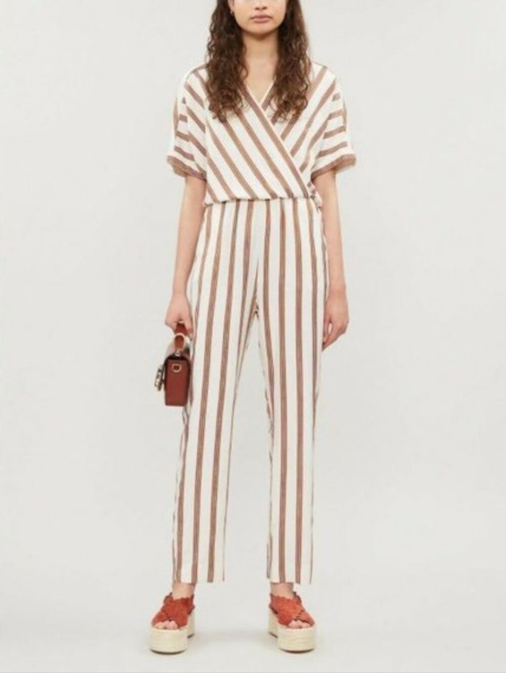 Maje Pieni Beige Striped Jumpsuit